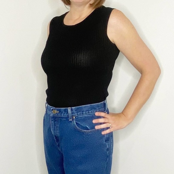 ❤️5/$25 Exclusively Misook Black Ribbed Tank Top Shell Small